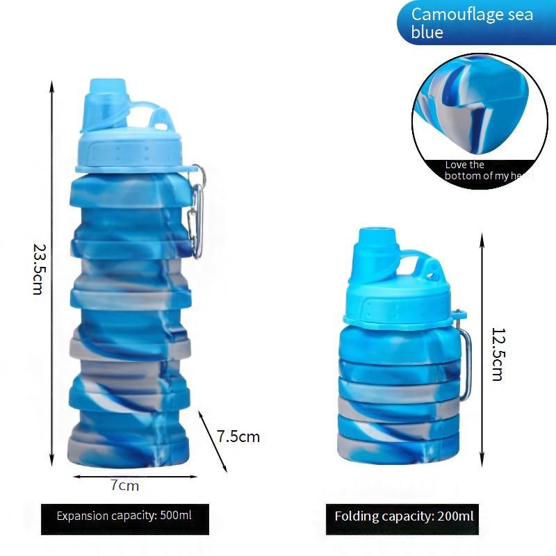 Opvouwbare siliconen waterfles - lekvrij, hittebestendig (100 °C), draagbare opvouwbare reisbeker met deksel voor buiten, sportschool en wandelen_voghion.com