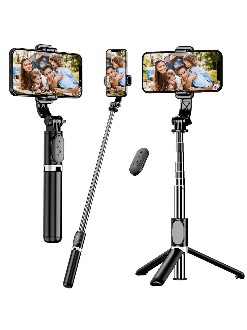 1 Black Expandable Tripod Portable Phone Selfie Stick, 360 ° Rotating Anti Shake, Selfie Stick Holder Desktop Telescopic Tripod Wireless Bluetooth_voghion.com