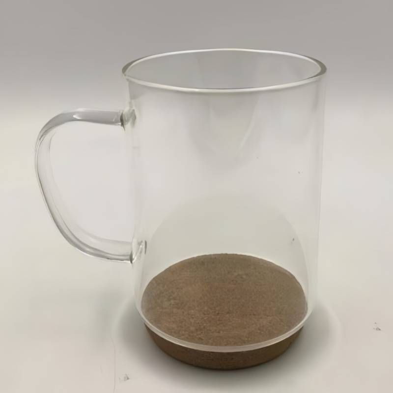 Glass Tumbler With Cork Base - Large Capacity Drinking Cup With Handle (Eco-Friendly Homeware, Milk & Juice Glass, Modern Minimalist Design)​​_voghion.com