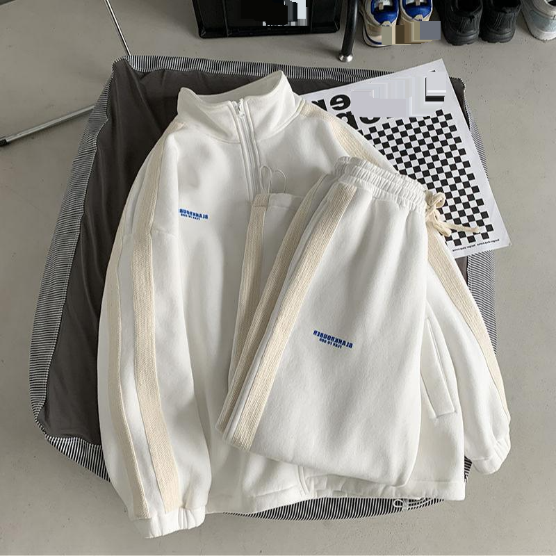 This Season's New Men's Cardigan Hoodie Set, A Youth Stand-up Collar Casual Korean-style Sportswear Two-piece Set, Is Trendy_voghion.com