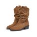 New Autumn And Winter Simple Versatile Low-heeled Pointed Toe Women's Boots, Ruched Slouchy Boots._voghion.com