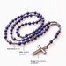 Vente chaude 6mm Lapis Lazuli Pierre Perle Hématite Pour Hommes Femmes Catholique Christ Chapelet Croix Pendentif Collier Dropshipping_voghion.com