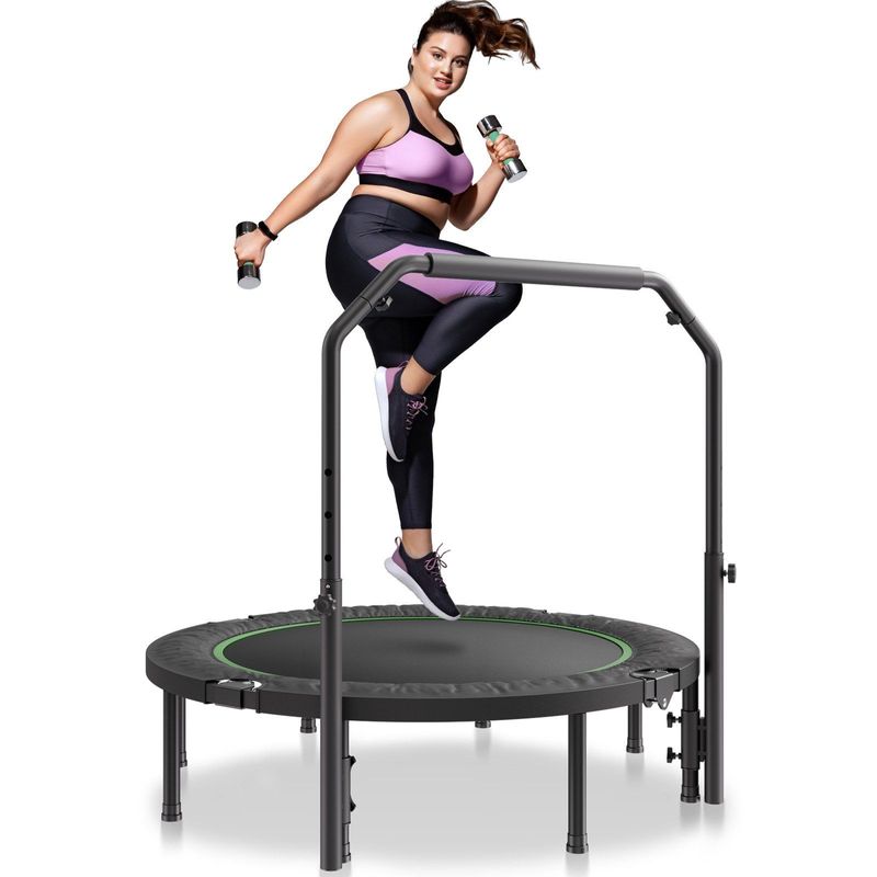 VEVOR 52" Foldable Mini Fitness Trampoline Adults Exercise Rebounder With Handle_voghion.com