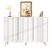 Buffet blanc moderne avec portes ondulées, 120 x 35 x 80 cm, design sans poignées, étagères réglables, meuble de rangement pour salon, couloir et salle à manger._voghion.com