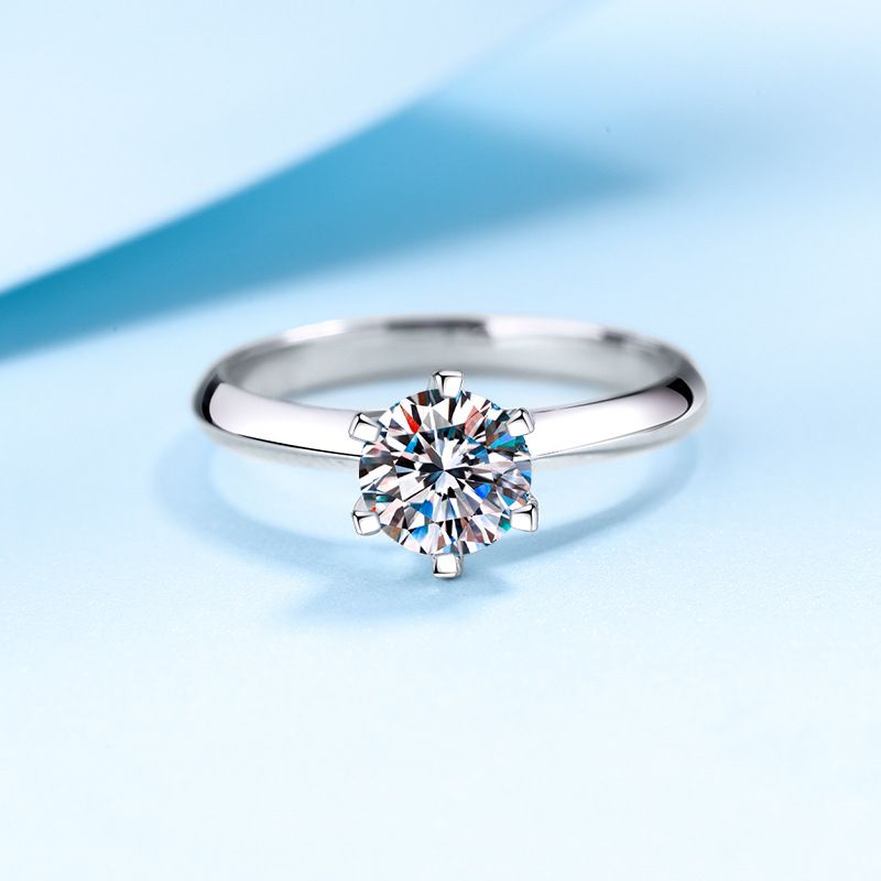 Sterling Silber für Damen, vergoldet mit PT950 Gold, T Brand, sechszackiger eingelegter 1 3 5 Karat Moissanit-Ring_voghion.com