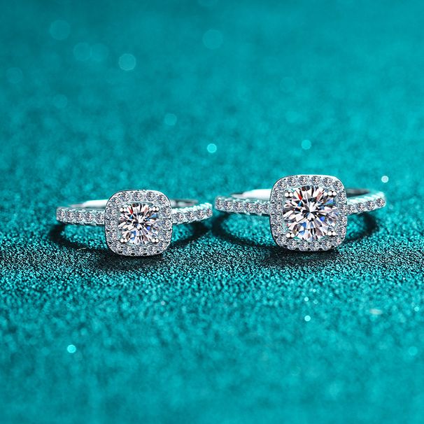 Anello da donna con diamante taglio principessa simulato Moissanite, classico, leggero, di lusso, di alta qualità, da 1 carato, a forma di cubo di zucchero_voghion.com