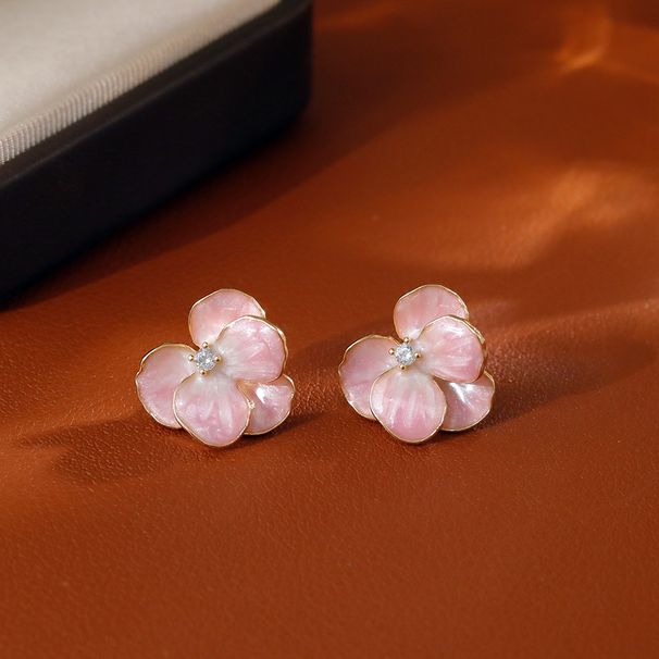 Orecchini da donna con fiori rosa, graziosi orecchini pendenti in smalto a olio, piccoli orecchini freschi primaverili ed estivi con camelia_voghion.com