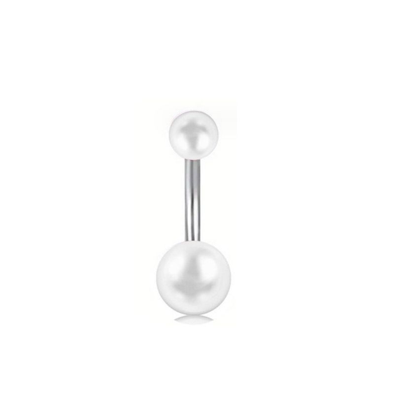 Piercing per ombelico in acciaio inossidabile galvanizzato multicolore con perla europea e americana_voghion.com