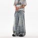 Herrenbekleidung Retro-Nische dekonstruierte Spleißen Haarrand Silhouette lockere weite Bein Wisch-Jeans für Herren_voghion.com