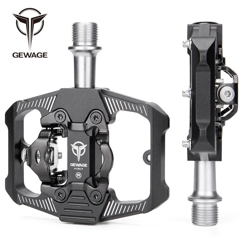 GEWAGE Mountain Bike Locking Flat Aluminum Alloy Triple Bearing Cycling Pedals_voghion.com