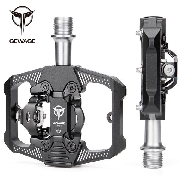 GEWAGE Mountain Bike Locking Flat Aluminum Alloy Triple Bearing Cycling Pedals_voghion.com