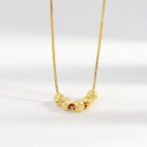 Korea Fashion Transfer Golden Beans krage halsband för kvinnor Enkel pärlhängande hänge halsband i rostfritt stål smycken halsband_voghion.com