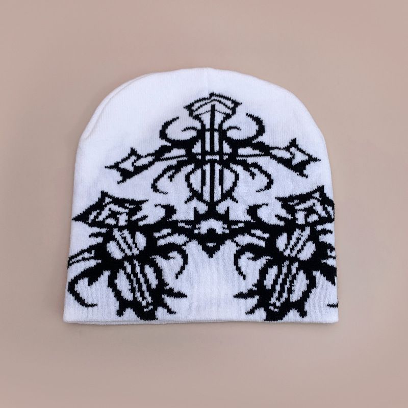 Trendy Cross & Star Print Knit Beanie For Men & Women - Soft Acrylic Winter Hat With Street Hip Hop Style (54-62cm, 9 Colors)_voghion.com