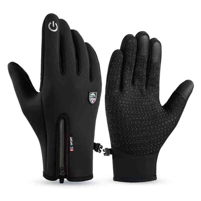 Gants d'hiver unisexes pour écran tactile – Gants d'équitation coupe-vent et imperméables avec doublure polaire (adhérence antidérapante, fermeture éclair, tailles M à XL)_voghion.com