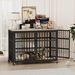 Furniture Style Dog Crate Wrought Iron Frame Door With Side Openings, Grey, 43.3''W X 29.9''D X 33.5''H._voghion.com