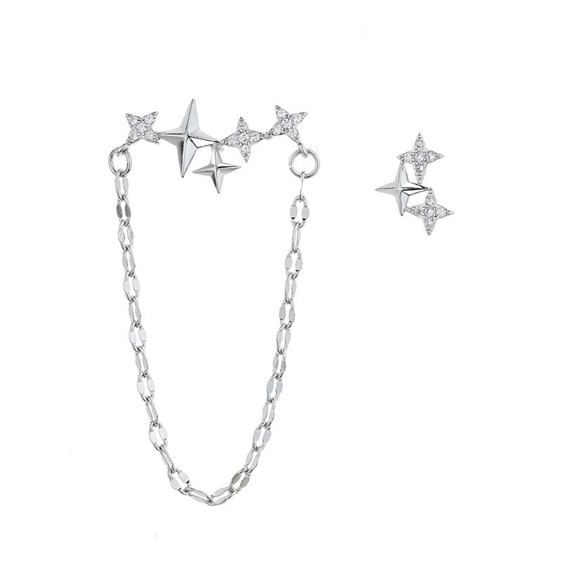 Colore VENUS Sier Orecchini a stella asimmetrici Orecchini da donna con zirconi Nappe Orecchini a bottone Gioielli di personalità Compleanno Gi_voghion.com