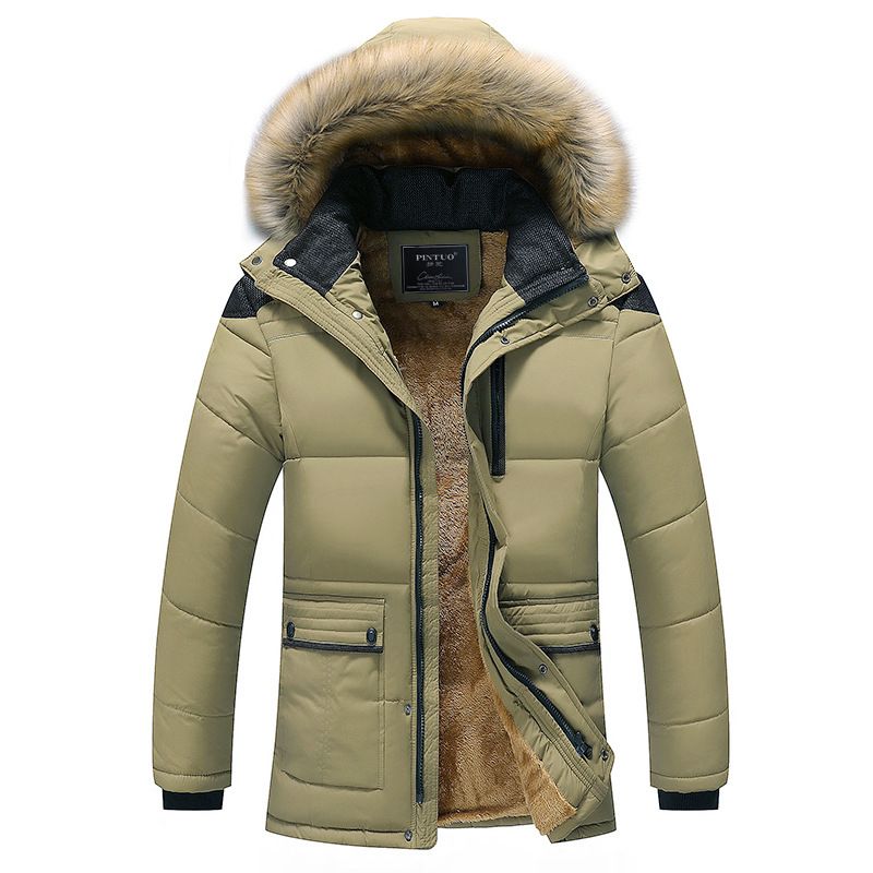 Men's autumn and winter new item medium long Korean version stand collar slim fit warm men's cotton jacket_voghion.com