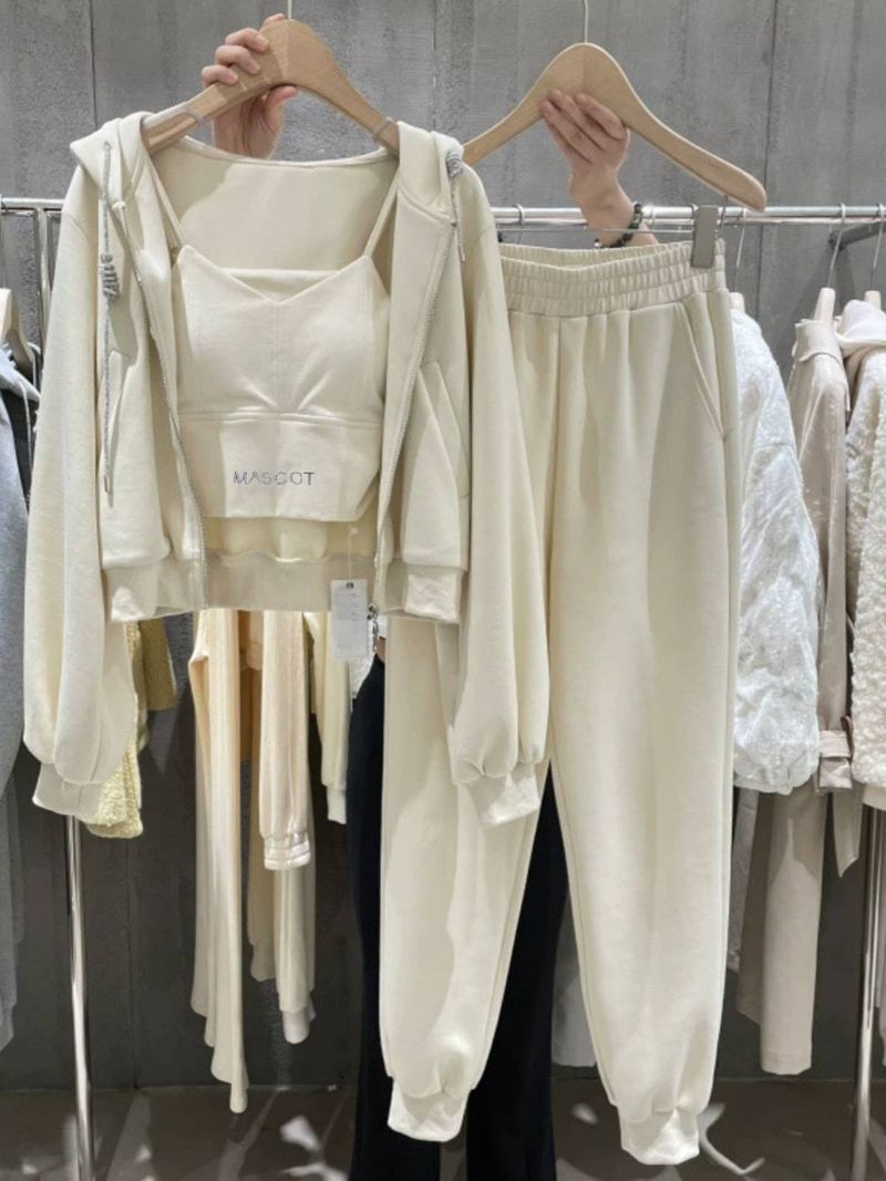 Vêtements pour femmes, vêtements de sport décontractés pour femmes, veste à capuche à manches longues, gilet élégant, leggings, costume trois pièces_voghion.com