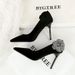 3739-H59L Wind slimming Water Diamond Side Flower Xishi Velvet Fine Super High Heels Single Shoes for Women_voghion.com
