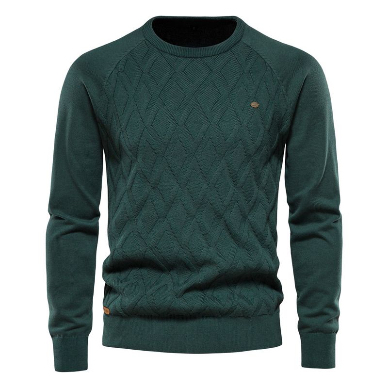 2024 Herbst und Winter neuer hochwertiger Pullover aus reiner Baumwolle, einfarbiger Strickpullover für Herren_voghion.com
