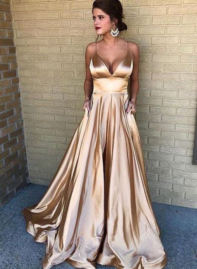 Frauen sexy V-ausschnitt kleid hosenträger einfarbig ärmelloses mode abendkleid_voghion.com