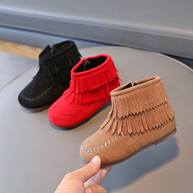 Botas de neve Martin de algodão para meninas, sapatos curtos de bebê com borla, princesa, inverno_voghion.com