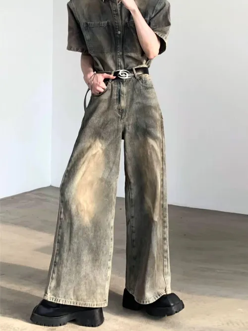Men's Clothing Old Washed Retro Denim Jacket Niche Design Short Sleeved Suit_voghion.com