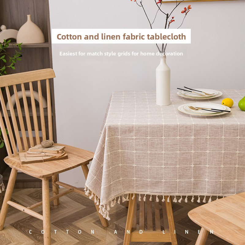 Scandinavisch polyester tafelkleed - Rechthoekige hoes voor eettafel en salontafel, stofdicht en hittebestendig in aardetinten (140x90cm/180cm/200cm/220cm)_voghion.com