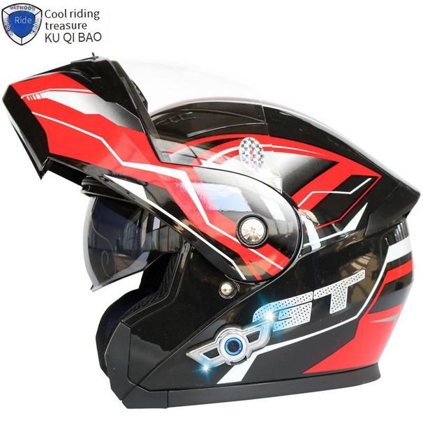 KQIBOO Motorradhelm mit Doppelvisier, hochklappbarer Integralhelm mit K5 Bluetooth, langer Akkulaufzeit, 3C-zertifiziert_voghion.com