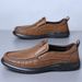Geeignet für alle Jahreszeiten Herren 2025 Sommer Neue Rindsleder Weiche Sohle Atmungsaktiv Business Casual Leder Dünne Slip-On Dad Schuhe Männer_voghion.com