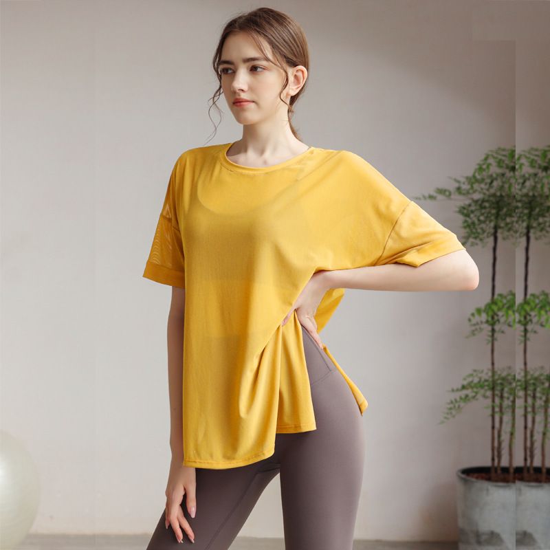 Nuova maglia estiva, ad asciugatura rapida, traspirante, ampia, snellente, a maniche corte, top sportivo, fitness_voghion.com