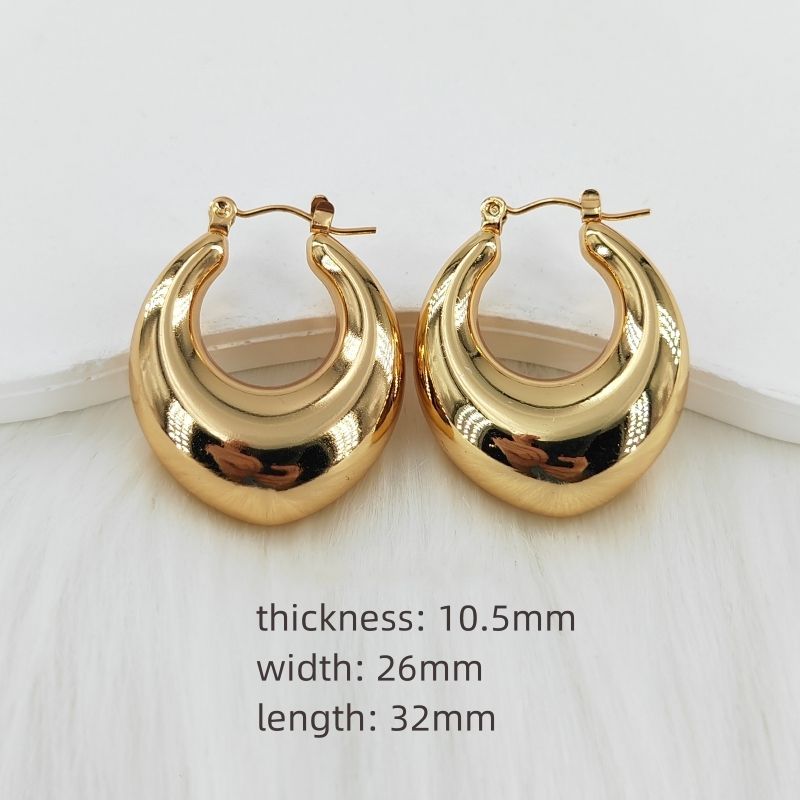 1 paio di orecchini a bottone in acciaio inossidabile 304 placcati in oro, stile vintage, stile semplice, stile classico, forma a C, forma a U, geometrici, asimmetrici, irregolari_voghion.com