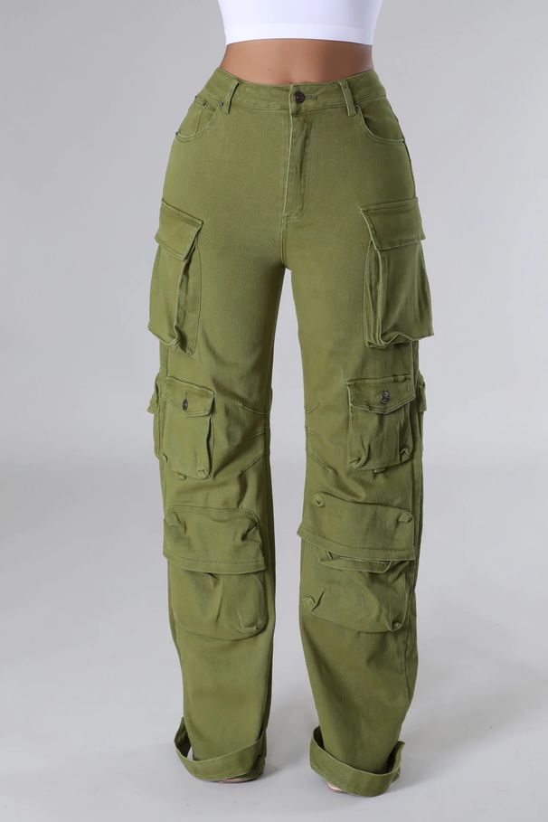 Pantalones multibolsillos de colores caramelo para mujer_voghion.com