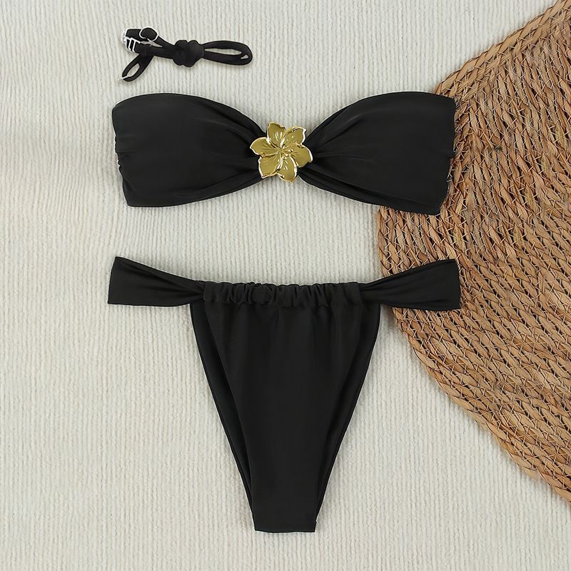 Neu Metall Blume Sexy Zwei-Stück Badeanzug Für Frauen Heißer Frühling Strand_voghion.com