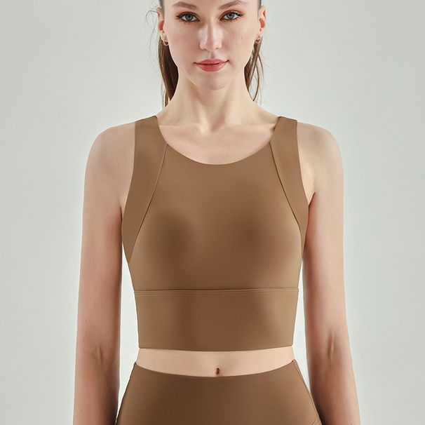High-strength Yoga Vest For Women, Brushed For A Bare-skin Feel, With Padded Cups And Supportive Design, Fitness Bra With A Beautiful Back,_voghion.com