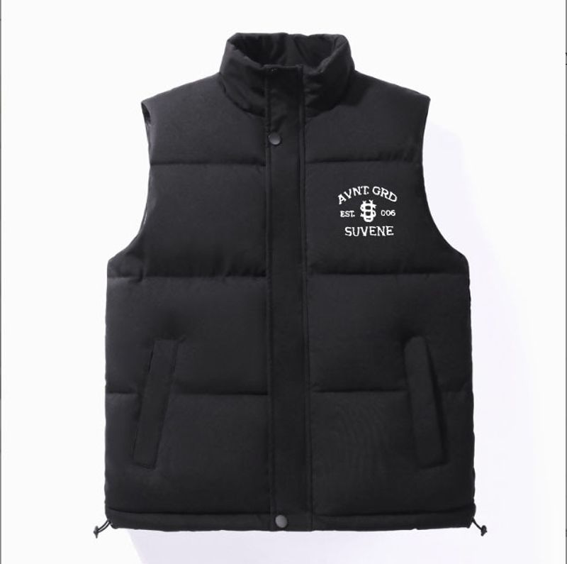 Men's Clothing 25 Winter Cross Border Men's Vest Korean Style Trend Waistcoat Sleeveless Thickened Letter Printing Warm Stand Collar Cotton Vest_voghion.com