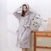 Soft Touch Micro Fleece Huva Morgonrock Plysch Lång Spa Robe Absorberande Morgonrock_voghion.com