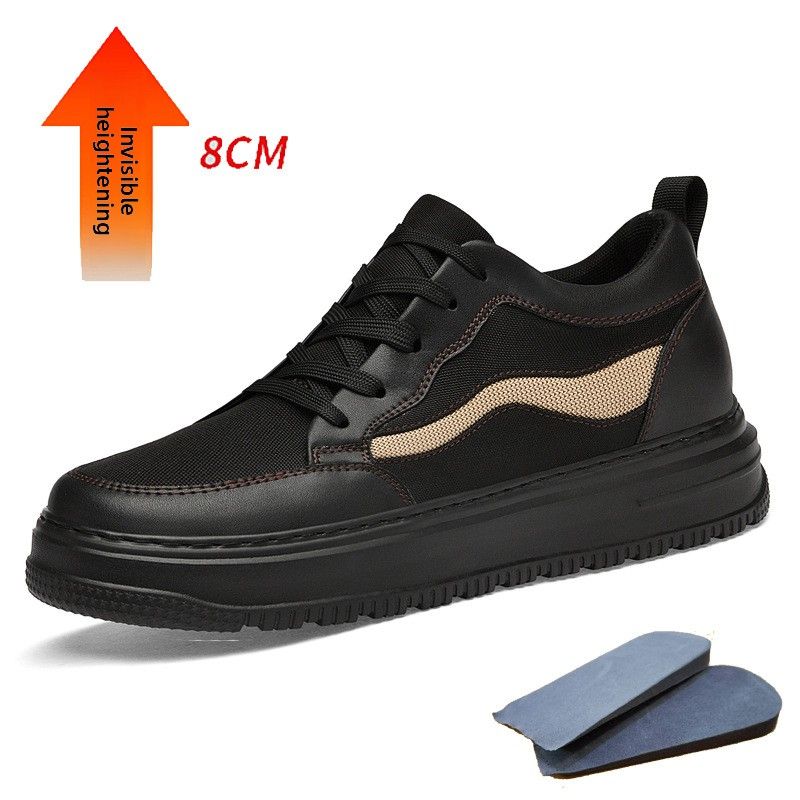 Invisible Inner Heightening Board Shoes Little White Shoes Sports Casual Shoes Non-slip Thick Baseplate Shoes Round Head Men_voghion.com