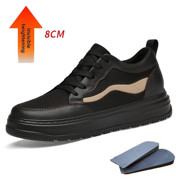 Invisible Inner Heightening Board Shoes Little White Shoes Sports Casual Shoes Non-slip Thick Baseplate Shoes Round Head Men_voghion.com