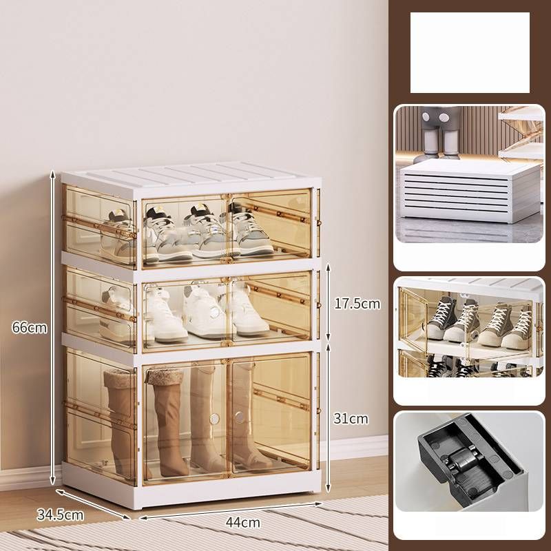 Scarpiera di alta qualità, scatola per scarpe trasparente multistrato, pieghevole, in un unico pezzo, installazione gratuita, scatola per riporre le scarpe in casa, portascarpe integrato_voghion.com