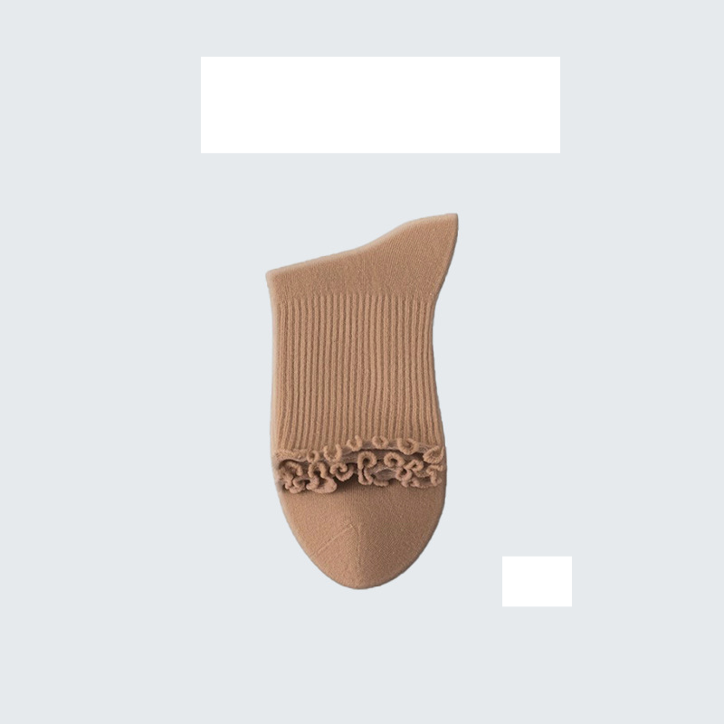 Pure Cotton Socks Women's Mid Tube Socks Autumn And Winter Fungus Lace Pile Socks Antibacterial Anti Pilling Women's Socks Zhuji Socks Wholesale_voghion.com