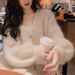 Oversized Glitter Knit Cardigan – Japanese-Inspired Cozy V-Neck Open Front Sweater_voghion.com