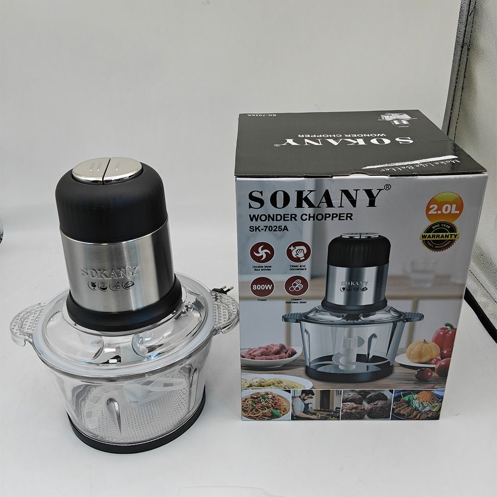 2L EU Plug Electric Grinder 4-Blade Multi-Functional Meat Mincer Blender Baby Food Glass Container 800W_voghion.com