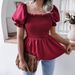Zomer Nieuwe Casual Lantaarnmouw Zoom Ruffle Chiffon Blouse Dameskleding_voghion.com