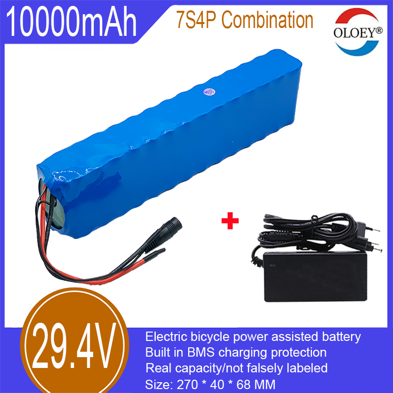 29,4V litiumjonbatteri, 7S4P-kombination, 10000mAh, inbyggt BMS-laddningsskydd, lämpligt för elcyklar, skotrar, etc._voghion.com
