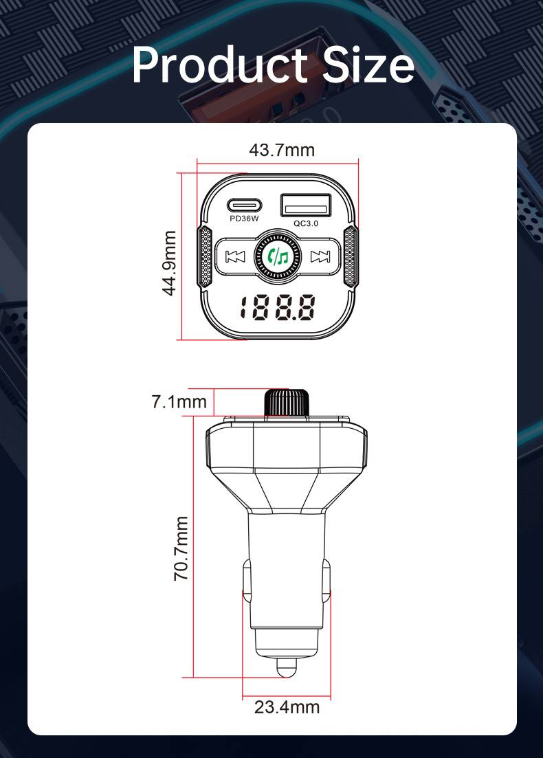 BC47 Car Bluetooth Adapter - Fast Charging, CVC Noise Cancelling, Universal Compatibility_voghion.com