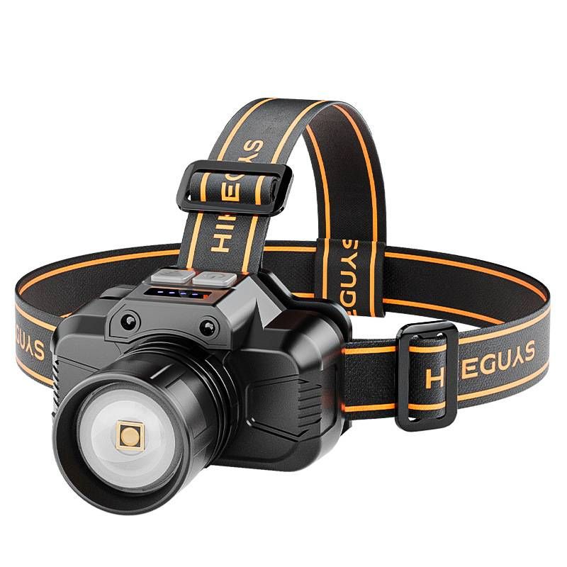 Powerful Grundig LED 6W Headlamp, 2700 Lumens, 500 Meters Distance, 2300 MAh Rechargeable Battery, Professional, Charging Cable_voghion.com