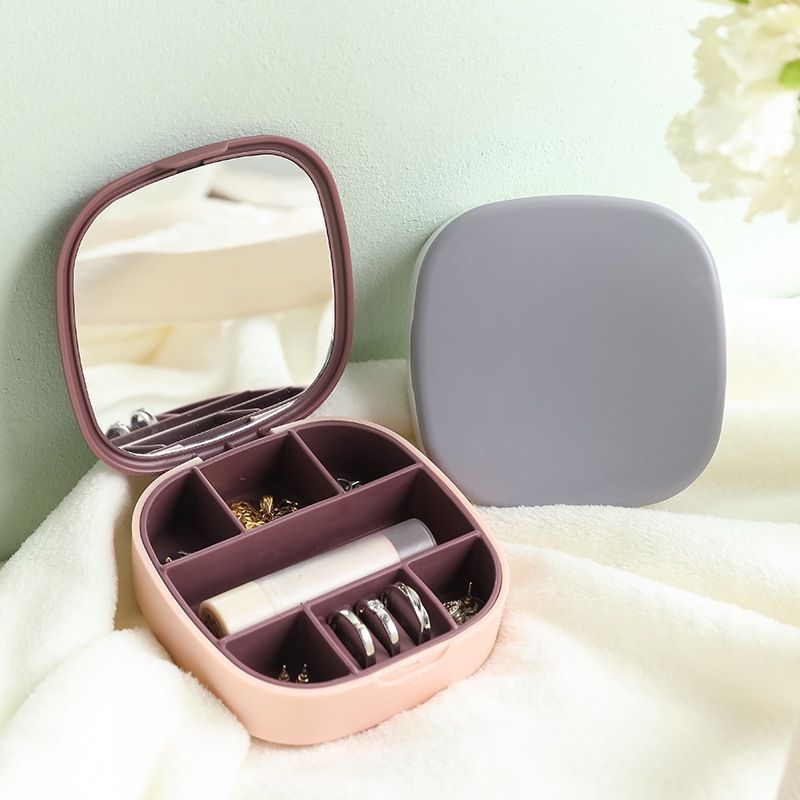 Elegant Paper Jewelry Organizer With Mirror - Dustproof Multi-Compartment Box For Earrings, Rings & Necklaces (Lightweight, Travel-Friendly)_voghion.com