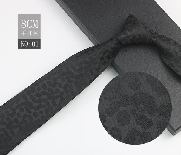 Black Patterned For Men Business Gentleman Shirt Professional Formal High-end Jacquard 8cm Striped Hand-tied Tie_voghion.com