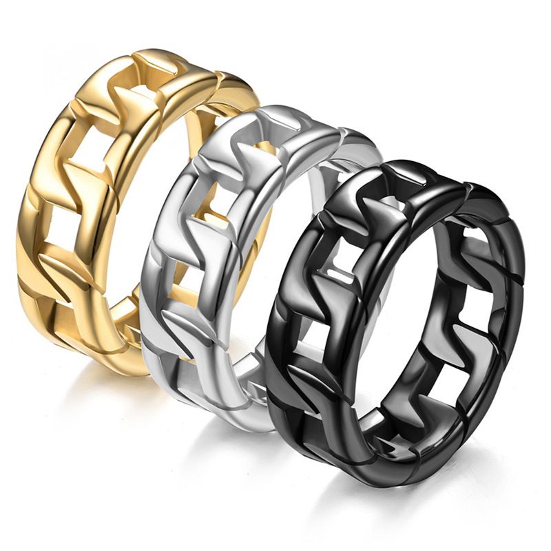 Trendy Men's Personality Cuban Chain Fashion Commuter Titanium Steel Non Fading Precision Casting Ring_voghion.com